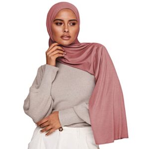 voile chic hijab for women – premium jersey head scarf wrap (dusty rose)
