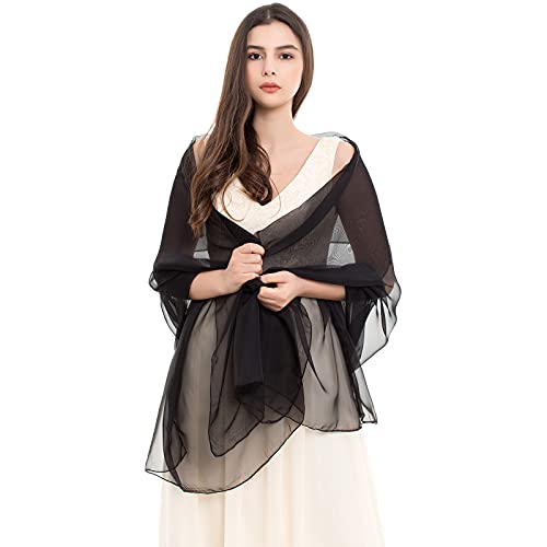 REEMONDE Womens Sheer Bubble Chiffon Shawls Bridal Wedding Wraps Scarves Satin Shawls for Evening Dresses