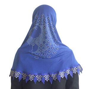 Modest Beauty Muslim Islamic Scarf Hijab for Women Girls Rhinestone Scarves With Embroidery Lacework