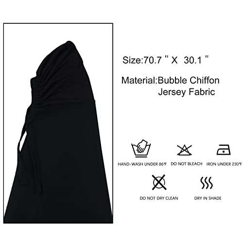 Muslim Women Instant Chiffon Hijab with Tie Back Under cap Fashion Solid Color Soft Chiffon Scarf With Hijab Inner Cap (Black)