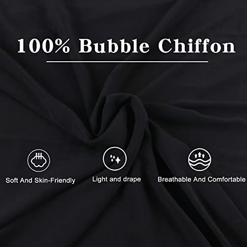 Muslim Women Instant Chiffon Hijab with Tie Back Under cap Fashion Solid Color Soft Chiffon Scarf With Hijab Inner Cap (Black)