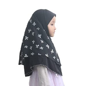 Modest Beauty Baby Girls Hijab Scarf Muslim Hijabs Headscarf for Child with Bowknot Pattern