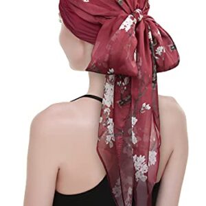 Women's Cancer Headwear Bamboo Scarf with Cap Compliments Head Wraps Chemo Turbans