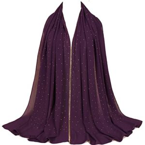 Abllore Bubble Chiffon Scarf for Women - Lightweight Solid Color Hijab Scarf - Sun-Proof Shawls Wrap for Evening Dresses (Purple)