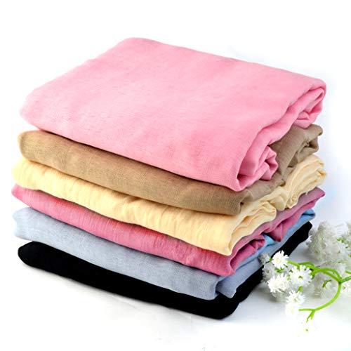 Tongcloud 6pcs Women Soft Cotton Hemp Scarf Shawl Long Scarves, Scarf and Wrap, Big Head Scarves Soft Long ScarvesTravel (Black, Light Gray, Khaki, Light Pink, Light Purple, Beige, 35.4x70.8'')