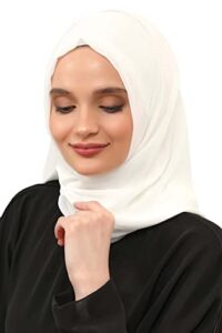 aisha’s design chiffon hijab scarf for women muslim, presewn instant turban shawl, ivory