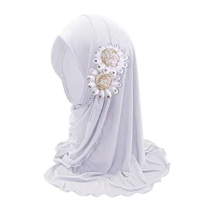 girls hijab head wrap muslim turban islamic scraf one piece shawls with flowers