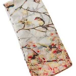 GERINLY Lightweight Scarves and Wraps Birds Florals Scarf for Women Christmas Gift Cardinal Accessories (Beige)