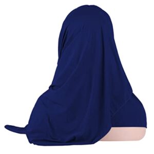 Glitter Muslim Turban Hijab Cap Long Hejab One Piece Islamic Head Scarves Shawl Wrap for Women Girls (Navy Blue)