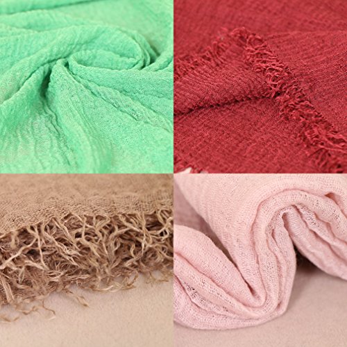 LMVERNA Women wrinkle Scarf Crinkle Muslim Hijab scarves Solid Color Long Wrap Scarf (Dark Green)