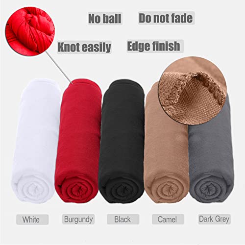 ZRQ 5 Pieces Headwraps for Women Stretch Jersey Turbans Scarf Soft Urban Hijab Solid Color Multicolor Combination African Headwear Fashion Headband (Black,Camel,Bright Burgundy,White,Dark Grey)