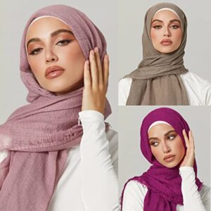 6 PCS Hijab Scarfs for Women Turbans Head Wraps Soft Head Scarf Long Scarf Shawl for All Season(Set 04)