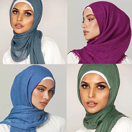 6 PCS Hijab Scarfs for Women Turbans Head Wraps Soft Head Scarf Long Scarf Shawl for All Season(Set 04)