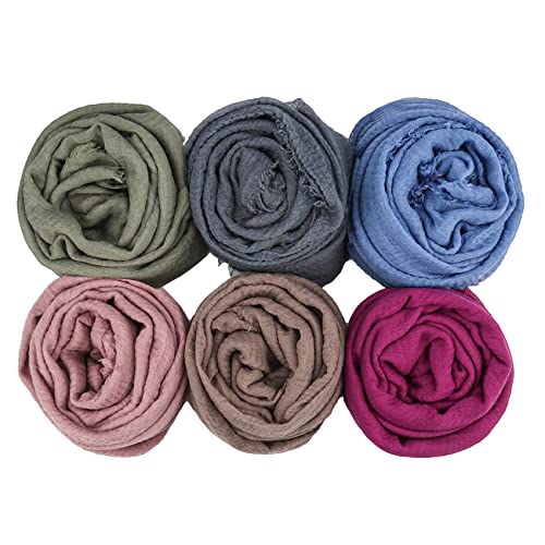 6 PCS Hijab Scarfs for Women Turbans Head Wraps Soft Head Scarf Long Scarf Shawl for All Season(Set 04)