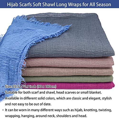 6 PCS Hijab Scarfs for Women Turbans Head Wraps Soft Head Scarf Long Scarf Shawl for All Season(Set 04)