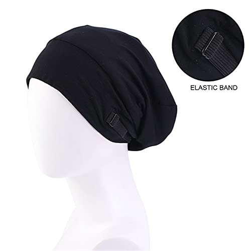 Qianmome 4 Pieces Unisex Stretchy Satin Lining Chemo Cap Muslim Turban Hat Beanie Hijab Headwear Indian Cap