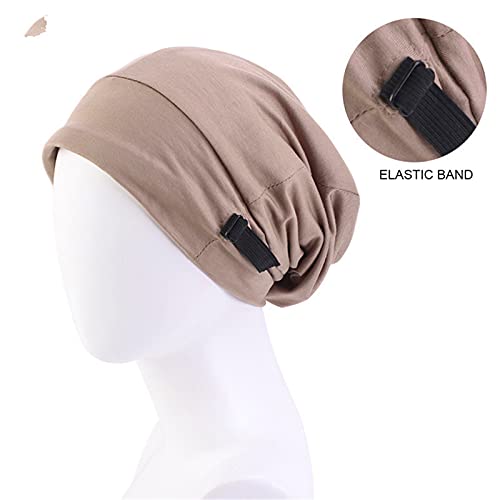 Qianmome 4 Pieces Unisex Stretchy Satin Lining Chemo Cap Muslim Turban Hat Beanie Hijab Headwear Indian Cap