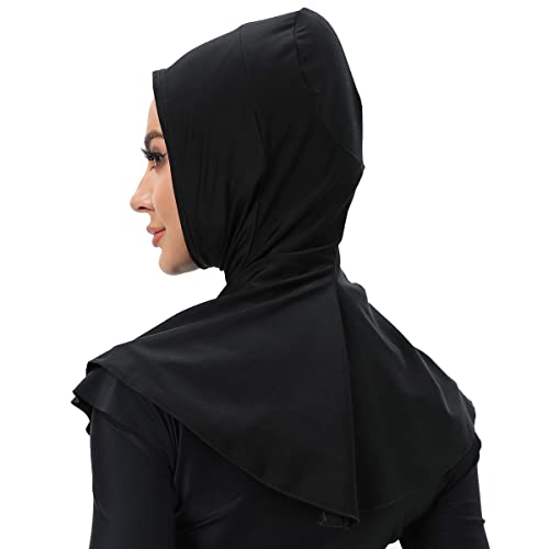 Women's Swim Hijabs Full Coverage Swim Scarf Sun Protective (Black)