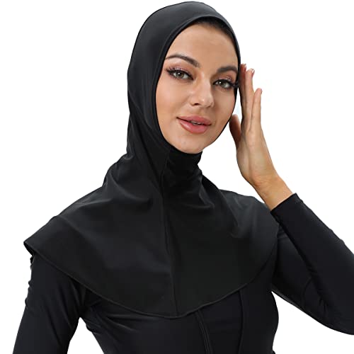 Women's Swim Hijabs Full Coverage Swim Scarf Sun Protective (Black)