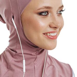 Headphone Hijab, Cotton Under Scarf Tube Cap, Ready to wear Muslim Accessories for Women (Powder)