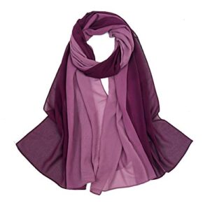 yeieeo muslim women’s gradient scarf for hijab ombre chiffon head wrap travel sunscreen beach cover wrap scarves (purple)