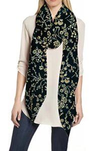 lina & lily gold glitter floral pattern scarf shawl hijab (black)