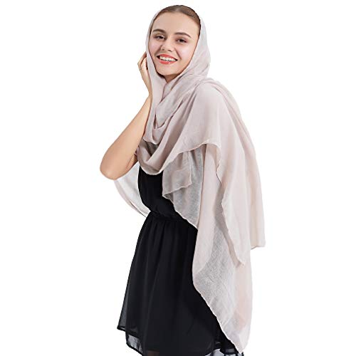 LMVERNA Cotton Hijabs For Women Solid Color Scarfs Large Shawls And Wraps For Evening Dresses(Beige)