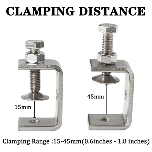 2Pcs C-Clamp 304 Stainless Steel G-Clamp Tiger Clamp Heavy Duty Woodworking Clamp Home Improvement And Automotive Repair Tools With Wide Jaw Openings (47MM)