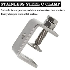 2Pcs C-Clamp 304 Stainless Steel G-Clamp Tiger Clamp Heavy Duty Woodworking Clamp Home Improvement And Automotive Repair Tools With Wide Jaw Openings (47MM)