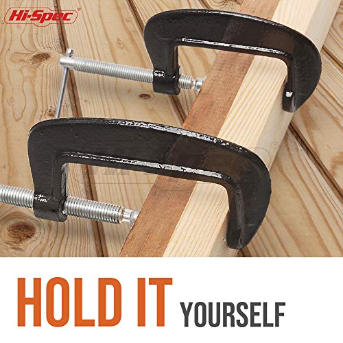 Hi-Spec 3pc Mini Small C Clamps Set. 1, 2 & 3 Inch Metal Clamps for DIY, Crafts, Woodworking & Carpentry