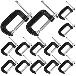 c-clamp 2 inch 14 pieces g clamp set for woodworking, welding, and building, 2 inch jaw opening, throat depth 1-3/8 inch
