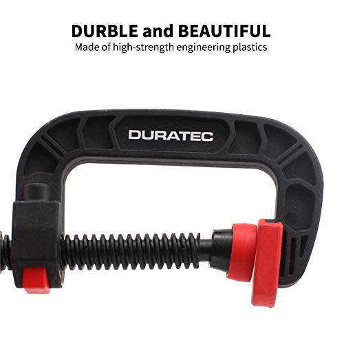 DURATEC QUICK-GRIP C Clamp,G Clamps Set and Release Quickly,Strong Clamping Force Plastic Rubber Clamp,Sturdy Clamp for Woodworking,DIY Works (4, 6 inch)