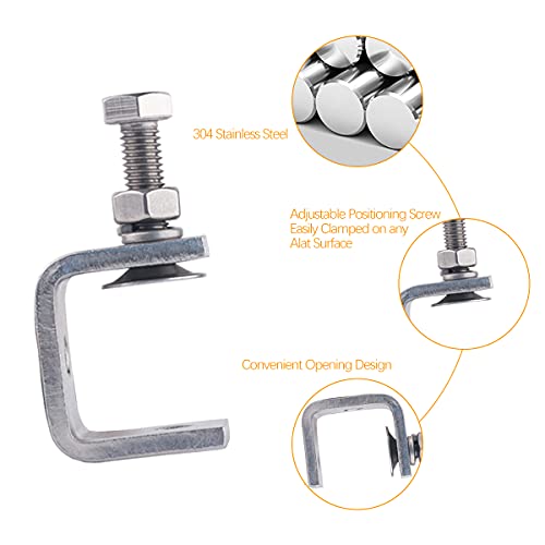 4PCS C-Clamp Stainless Steel Clamps Heavy Duty Bracket for Woodworking Mount, with Wide Jaw Openings