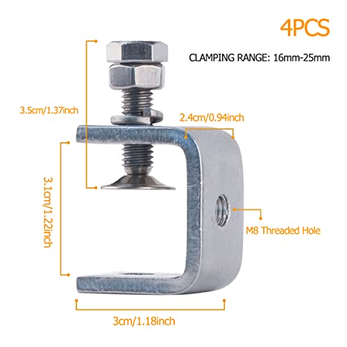 4PCS C-Clamp Stainless Steel Clamps Heavy Duty Bracket for Woodworking Mount, with Wide Jaw Openings