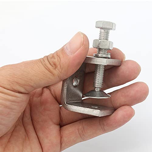 C Clamp Stainless Steel, Beam Clamp; C Clamps.Comes with Stainless Steel Hooks That Can Withstand 100 Pounds of Static Gravity (3Pcs) (round platen)