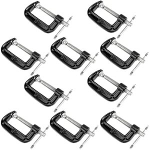 mukchap 10 pcs 2 inch c-clamp, small c clamps, mini g clamps for woodworking or metal workpiece, black