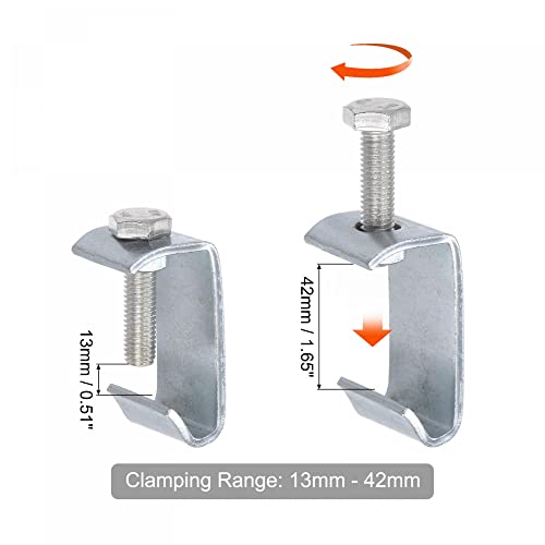 uxcell Galvanized Steel M10 G Clamp Duct Flange Clip for Rectangular Tube Connection 2 Pcs