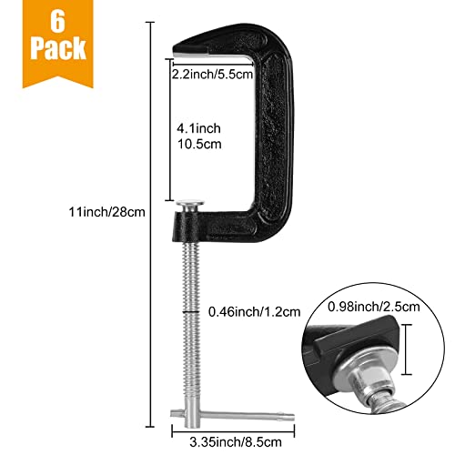 6-PACK C-Clamps 4 Inch Heavy Duty Steel C Clamp - Industrial Strength C Clamp Set for Woodworking, Welding, Building, and More