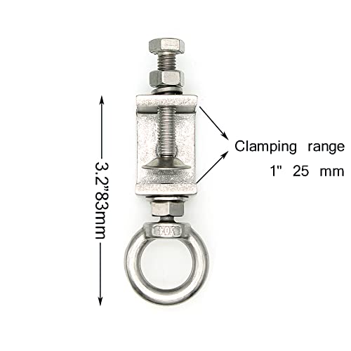 5Pcs C-Clamps;C Clamp Stainless Steel, Beam Clamp.Comes with Stainless Steel Screw Ring That Can Withstand 100 Pounds of Static Gravity (medium)