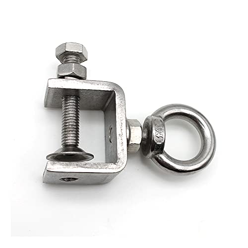 5Pcs C-Clamps;C Clamp Stainless Steel, Beam Clamp.Comes with Stainless Steel Screw Ring That Can Withstand 100 Pounds of Static Gravity (medium)