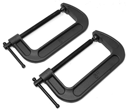 WEN CLC630 Heavy-Duty Cast Iron C-Clamps with 6-Inch Jaw Opening and 2.75-Inch Throat, 2 Pack