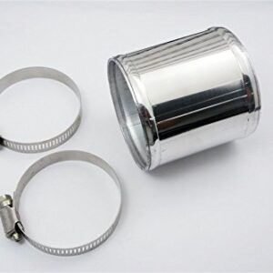 Autobahn88 Aluminum Alloy Hose Joiner Pipe, OD= 2.36" (60mm), L 3" (76mm), Glossy Polished, Includes 2 G-Clamps