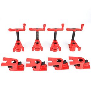 3/4″ wood gluing pipe clamp, 4 pack quick release wood working bar clamps set heavy duty cast iron workbench pipe clamp for woodworking