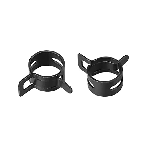 uxcell Steel Band Clamp 12mm Inner Dia Fit 12.0-12.7mm OD Hose Spring Band Type Action Fuel Line Silicone Tube Clip Clamp Black 30Pcs