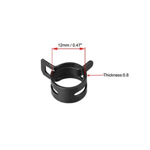 uxcell Steel Band Clamp 12mm Inner Dia Fit 12.0-12.7mm OD Hose Spring Band Type Action Fuel Line Silicone Tube Clip Clamp Black 30Pcs