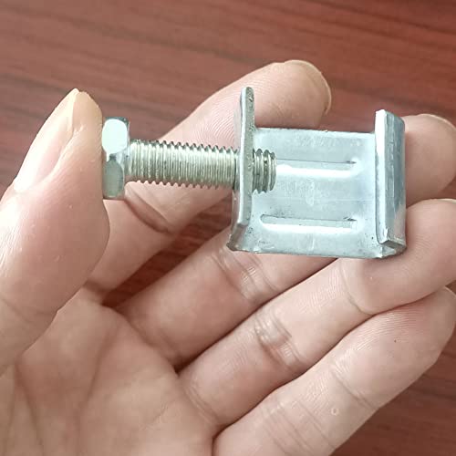 Ginyrerd 10Pcs Galvanized Steel M8 Clamp G Clamp Duct Flange Clip for Rectangular Tube Connection,Silver