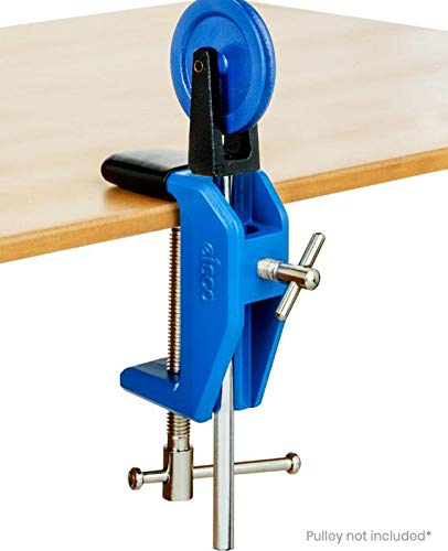 Heavy Duty Multi-Purpose Table Clamp - Vinyl Coated Grip and Swivel Pad - Built-In Rod & Pulley Holder - Fits Surfaces up to 2.55" Thick - Die-Cast Metal - Eisco Labs