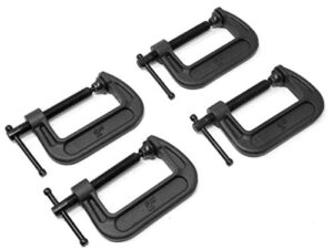 wen clc212 heavy-duty cast iron c-clamps with 2-inch jaw opening and 1.2-inch throat, 4 pack, black