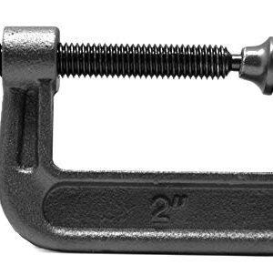 WEN CLC212 Heavy-Duty Cast Iron C-Clamps with 2-Inch Jaw Opening and 1.2-Inch Throat, 4 Pack, Black