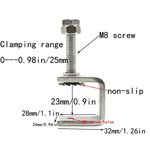 5Pcs Stainless Steel C-Clamp ,Wood Clamps,Tiger Heavy Duty Wood Working Heavy Duty C-clamp with Wide Jaw Openings ,Multi-Tooth Non-Slip Bowl for Welding/Carpenter/Building/Household Mount